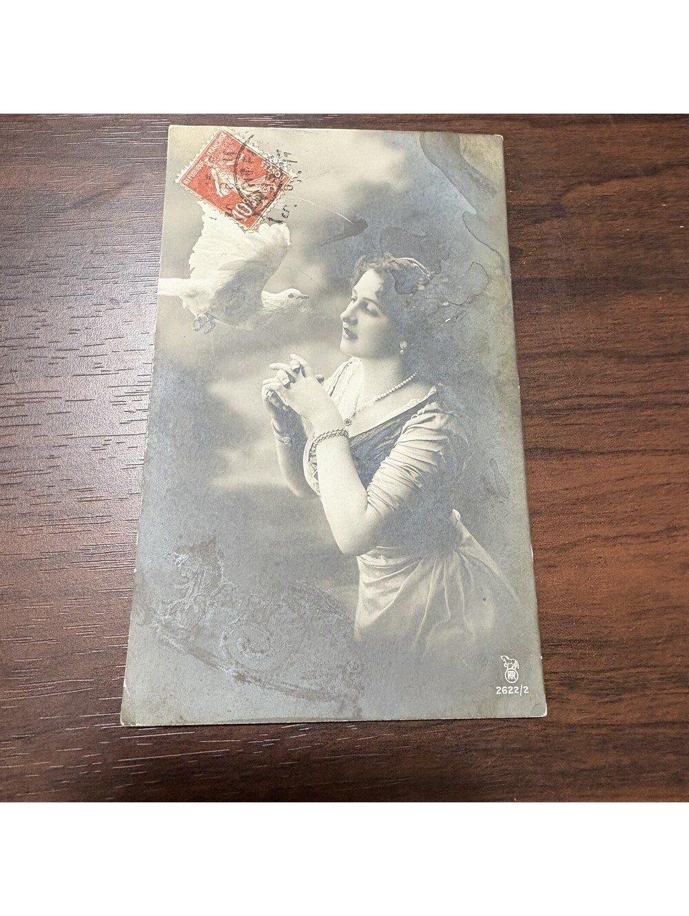 1905 French Art Nouveau Postcard Woman w Dove Paris Romantic Beauty